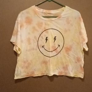 Victoria's Secret PINK Tie Dye Smiley Face Crop Top Size Large